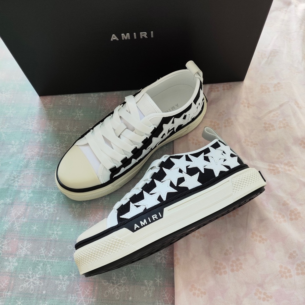 AMIRI Black & White Star Motif Low-Top Sneakers